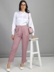 89f813b6-b511-4817-953c-474faa87da981716025936700FITHUBWomenTaperedFitHigh-RisePleatedTrousers1