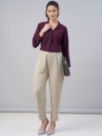 c252856b-2679-43f9-8306-7b80f504e5ad1718623075921FITHUBWomenTaperedFitHigh-RisePleatedTrousers1