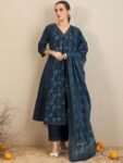 53d0318c-cf1c-46ba-9473-3e4493ec4e8d1727718690639-Indo-Era-Floral-Printed-Pure-Cotton-Kurta-With-Trousers–Dup-2