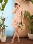 3bd27f50-d1b4-4765-8eb5-2bc63a89a5d21713899515884SASSAFRASEthnicMotifsPrintPuffSleeveGeorgetteFitFlareDress5