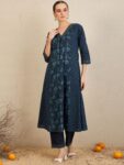 53d0318c-cf1c-46ba-9473-3e4493ec4e8d1727718690639-Indo-Era-Floral-Printed-Pure-Cotton-Kurta-With-Trousers–Dup-2