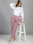 89f813b6-b511-4817-953c-474faa87da981716025936700FITHUBWomenTaperedFitHigh-RisePleatedTrousers1