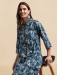 11ffa85f-6210-45ea-b7b2-34fc1ac7de231691666179291MIRCHIFASHIONWomenBluePrintedSequinnedKurta1