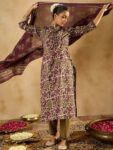 531ceac4-7177-454b-9158-d146c41c40781714218160919IndoEraBurgundyPrintedStraightKurtaTrousersWithDupattaset1