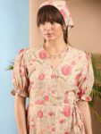 3bd27f50-d1b4-4765-8eb5-2bc63a89a5d21713899515884SASSAFRASEthnicMotifsPrintPuffSleeveGeorgetteFitFlareDress5