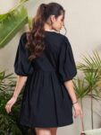 51c7a3ef-b398-4fd4-aea5-55ff0ff3f84e1712230138625-SASSAFRAS-Black-Puff-Sleeve-Pure-Cotton-Fit–Flare-Dress-490-1