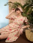 3bd27f50-d1b4-4765-8eb5-2bc63a89a5d21713899515884SASSAFRASEthnicMotifsPrintPuffSleeveGeorgetteFitFlareDress5