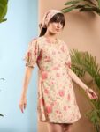 3bd27f50-d1b4-4765-8eb5-2bc63a89a5d21713899515884SASSAFRASEthnicMotifsPrintPuffSleeveGeorgetteFitFlareDress5