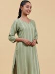 0780e809-d1f6-46f1-abec-902d6a68b4811709277026128LibasWomenStripedFlaredSleevesThreadWorkJacquardKurta1