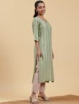 0780e809-d1f6-46f1-abec-902d6a68b4811709277026128LibasWomenStripedFlaredSleevesThreadWorkJacquardKurta1