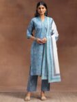 dc069ed3-25d5-4de6-afb2-67e157c2a9101730975454737-Libas-Blue–White-Floral-Printed-V-Neck-Pure-Cotton-Kurta-wi-6