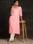 65eb9088-27dd-447f-b368-61e2b0f85ba81717751954399-Libas-Floral-Embroidered-Round-Neck-Dobby-Straight-Kurta-206-6