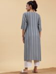 3a722085-7474-44df-9289-318ed74ba50c1709208150936LibasWomenStripedFlaredSleevesJacquardKaftanKurta1