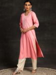 65eb9088-27dd-447f-b368-61e2b0f85ba81717751954399-Libas-Floral-Embroidered-Round-Neck-Dobby-Straight-Kurta-206-6