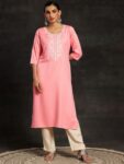65eb9088-27dd-447f-b368-61e2b0f85ba81717751954399-Libas-Floral-Embroidered-Round-Neck-Dobby-Straight-Kurta-206-6