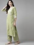 f8beedd9-1a10-4cc1-a786-3b20af96b55c1634541507245IndoEraSolidGreenStraightKurtaPalazzoWithDupattaSet1