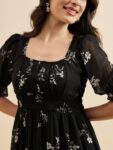 9bf410e8-ff65-4e0e-bce5-9763b3b3b0f81707402178794AziraFloralPrintPuffSleeveGeorgetteFitFlareMidiDress1 (1)