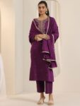 8d4cec75-e5c4-4919-aa86-116d62ec3a3e1742046212396-Libas-Floral-Embroidered-Notch-Neck-Sequinned-Kurta-With-Tro-5