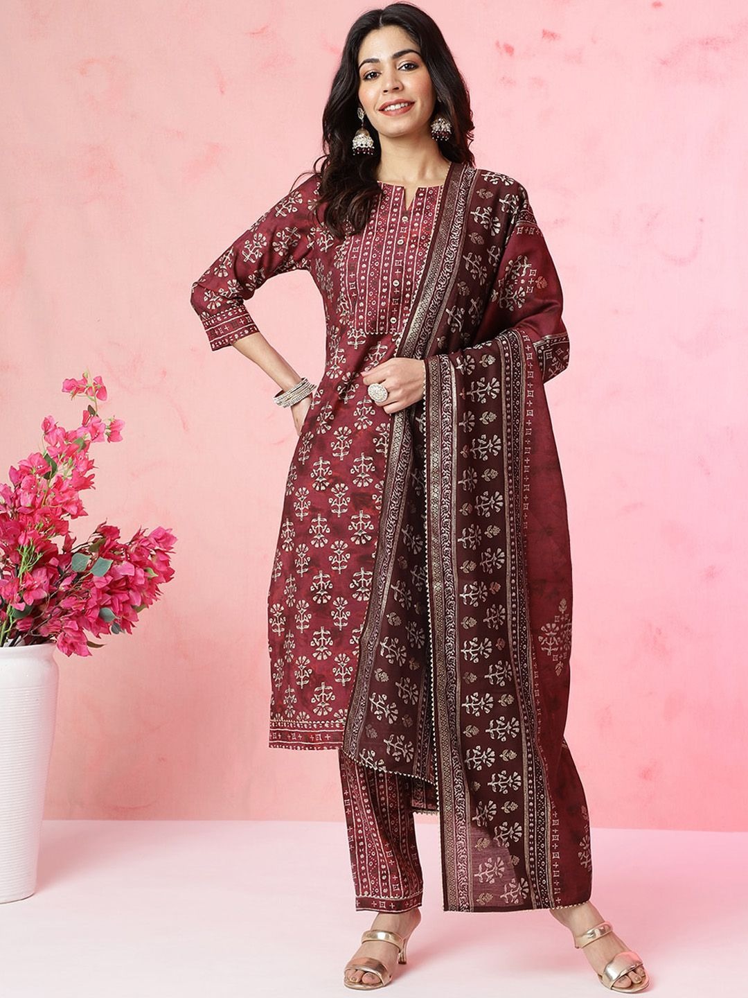 684a8199-b33e-44d0-b47e-f34b13f17cc11709187772205WomensWineEthnicPrintedKurtawithtrousersfoilprinteddupatta1