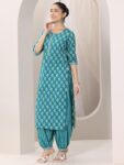 c33a6226-8cf4-4291-9552-41c974adc2001742922112649-Libas-Teal-Blue-Floral-Printed-Round-Neck-Straight-Kurta-Wit-5