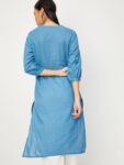 604dc1a1-3d8d-432d-b264-721abf2ebf851696516070958maxWomenBlueGeometricStripedFlaredSleevesThreadWorkKurta1
