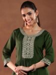 imgi_37_03b95562-a25a-4d4d-9599-def18bcd61ee1734355089209-Libas-Green-and-Silver-Floral-Zari-Yoke-Design-Pleated-A-Lin-1