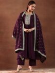 imgi_102_00d5eea2-d880-49b8-8e1c-0d7aacf6a5c01734355012659-Libas-Burgundy-Ethnic-Motifs-Yoke-Design-Pleated-Sequinned-K-2