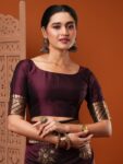 imgi_24_59eae3ad-dab4-41e7-aadc-1f844755335c1685007905298AnoukBurgundySilkBlendEthnicWovenDesignFestiveSareewithMatch1