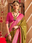 imgi_28_6f40080a-c90e-4a15-9a64-de3e5bf906c41716904503677AnoukOliveSilkBlendEthnicWovenDesignTraditionalWearSareewith1