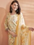 imgi_43_eb98f996-702e-4592-b651-49482176c5df1716634005680WomensWearYellow-WhiteCottonBlendPrintedEmbroideredKurtasetD1