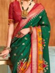 imgi_17_ba3e689b-1680-4b64-b083-7089cac2bd6b1716958690079AnoukGreenSilkBlendEthnicWovenDesignTraditionalWearSareewith1