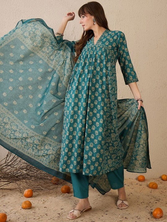 imgi_29_e521914a-c56e-4c2e-bf11-705083f07a6b1741781082820-Indo-Era-Women-Floral-Printed-Empire-Pure-Cotton-Kurta-with--7
